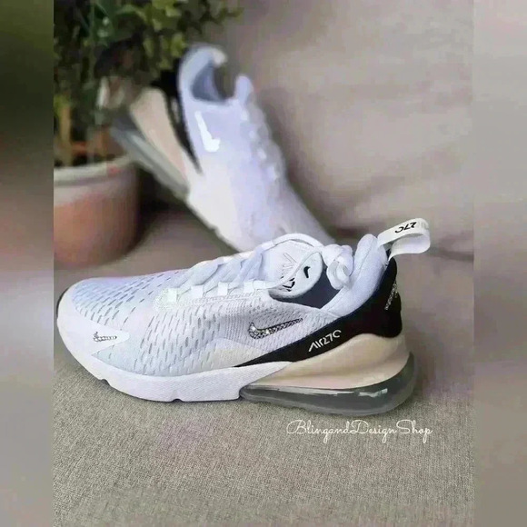 Women's Nike Air Max 270 Brown Tan Sneakers made with Swarovski Crystals Custom - Picture 2 of 8